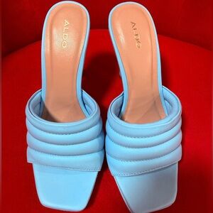 Aldo Light Blue Quilted Mules